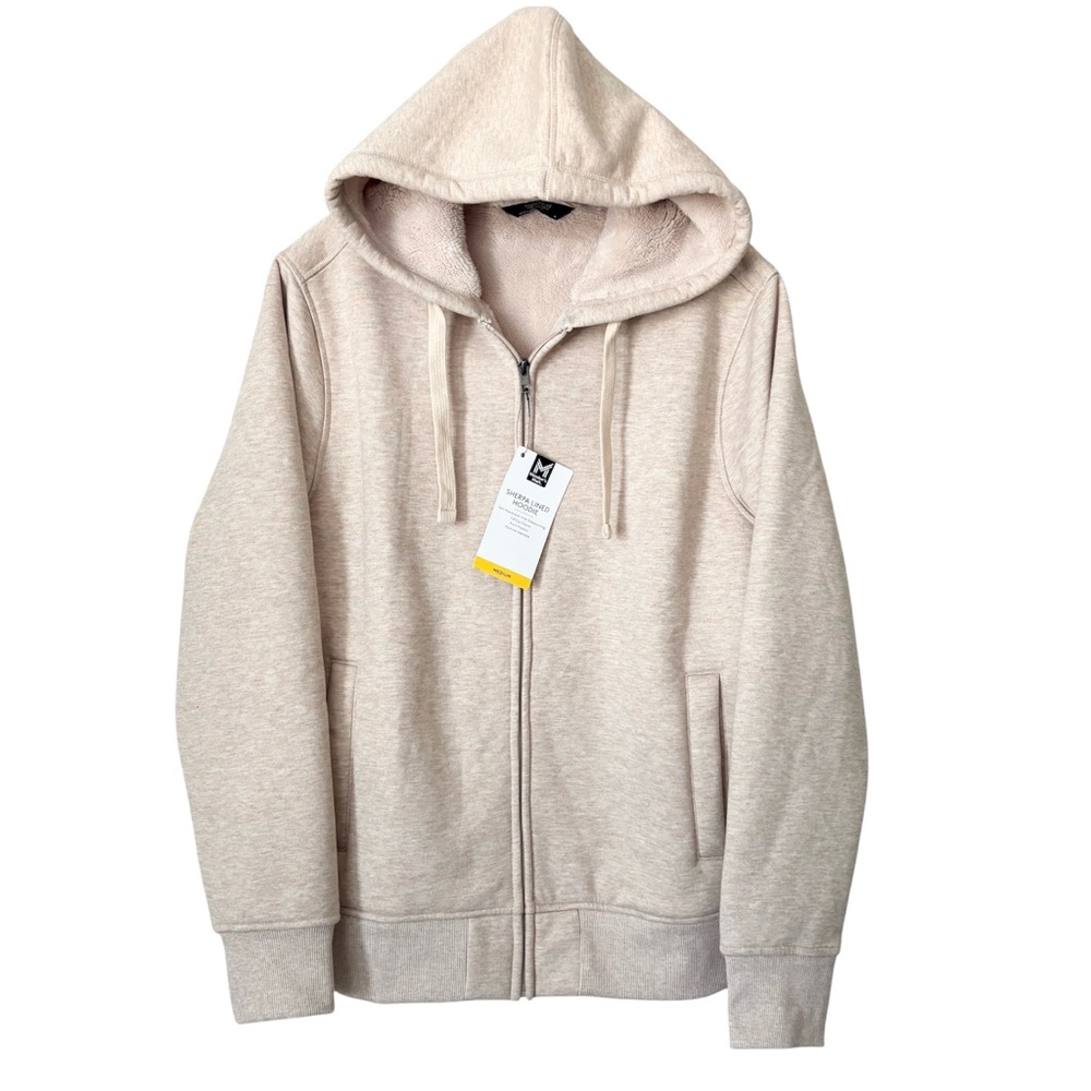 Member's Mark Mens Sherpa-Lined Hoodie Fleece Pockets Zip Warm Size Medium